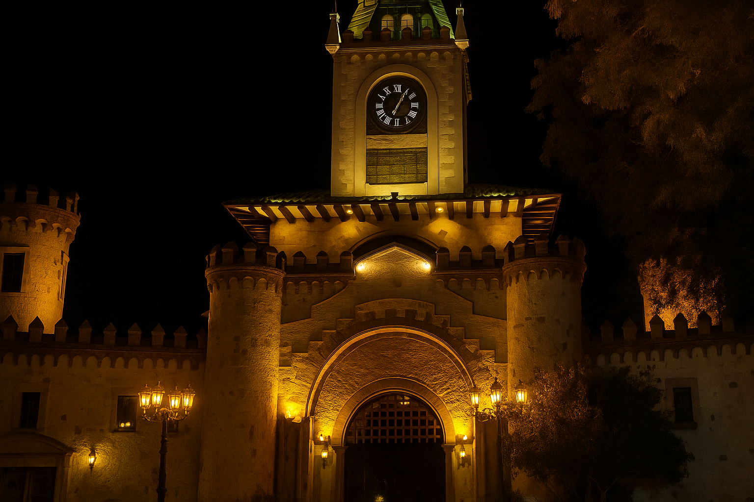 Puerta de la Ciudad de Loja, vista frontal al atardecer